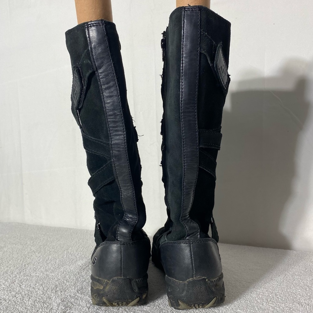 Skechers Black Suede Zip Mid Calf Knee High Boots 9 - Picture 4 of 13